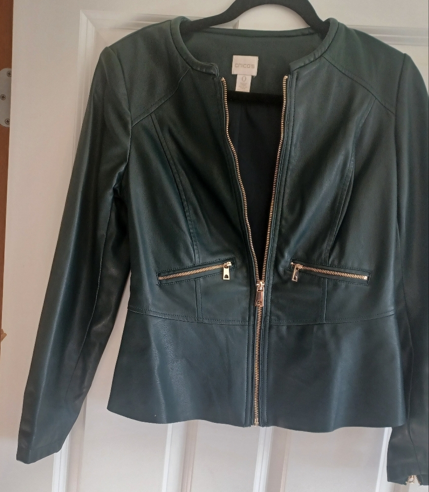 Chico's Faux Leather Jacket.